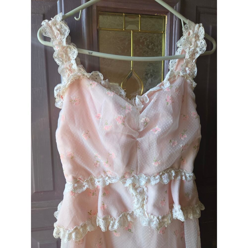 Vintage Lorrie Deb Dress Union Made USA Womens Size 5/6 Lace Cottagecore Floral - Picture 6 of 7